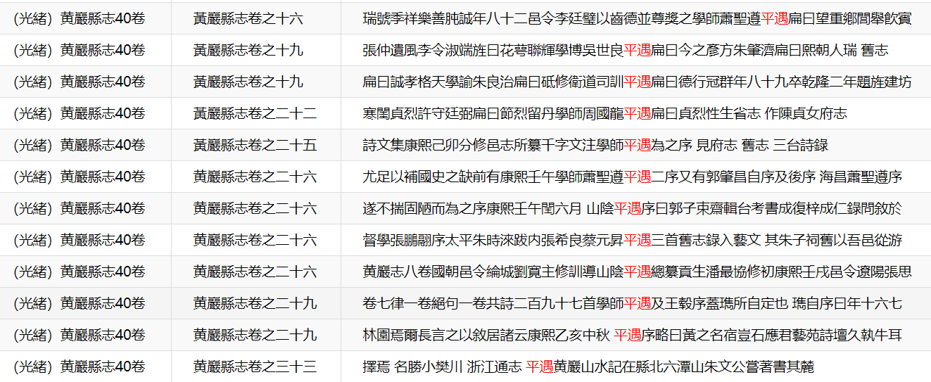 平遇号樵风，山阴岁贡。康熙三十一年训导。